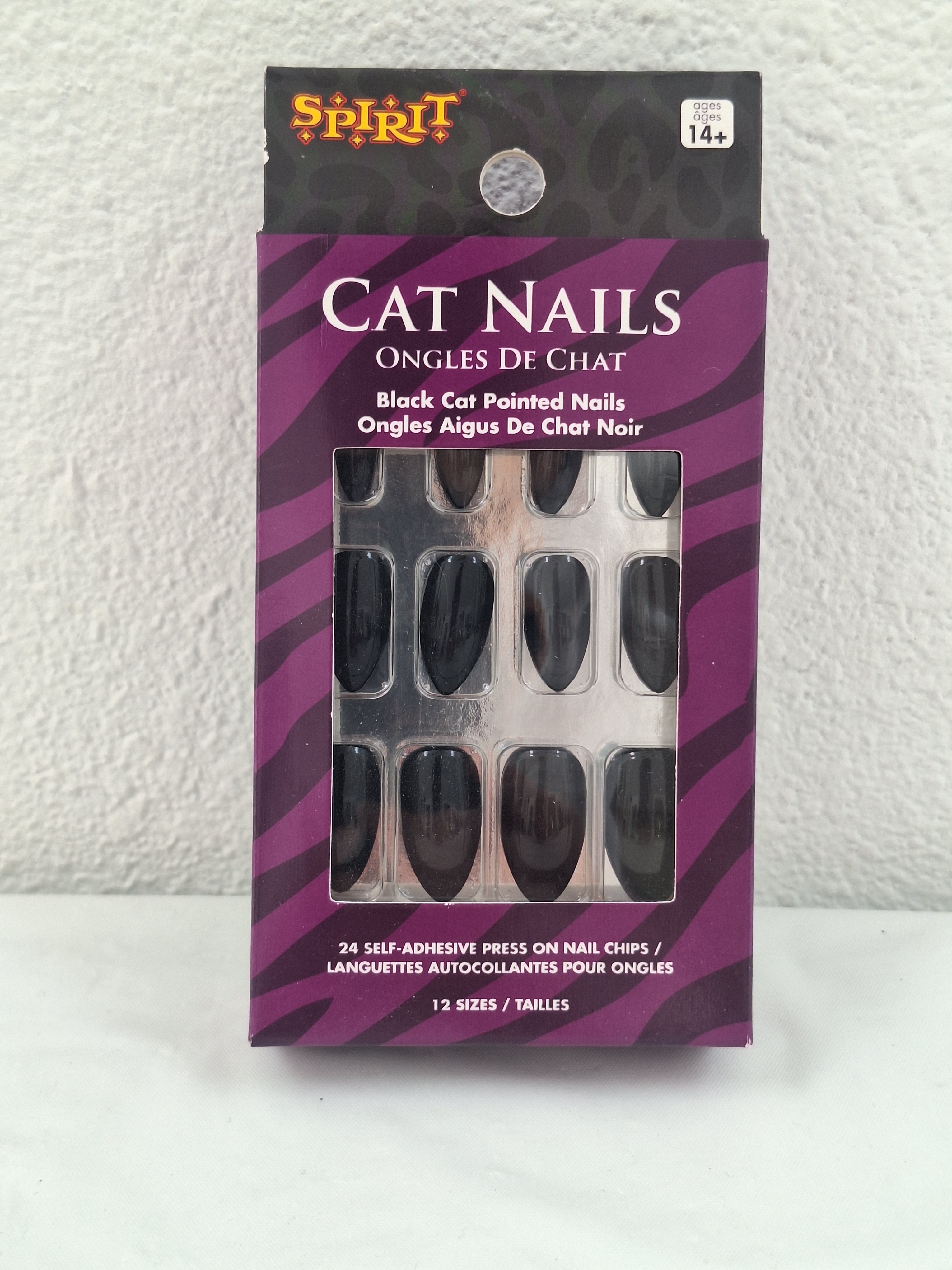 Spirit Black Gloss Pointed Press-On Cat Nails